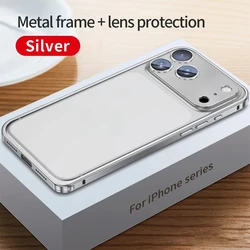 Premium Aluminum Alloy Frame Metal Case with Lens Protection and Heat Dissipation - iPhone 15 (Silver)