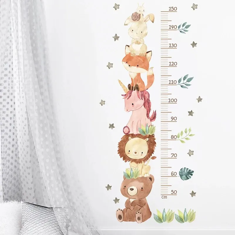 wall stickers Cute Unicorn Animals Height Measurement Wall Stickers 3Pcs for Kids Room