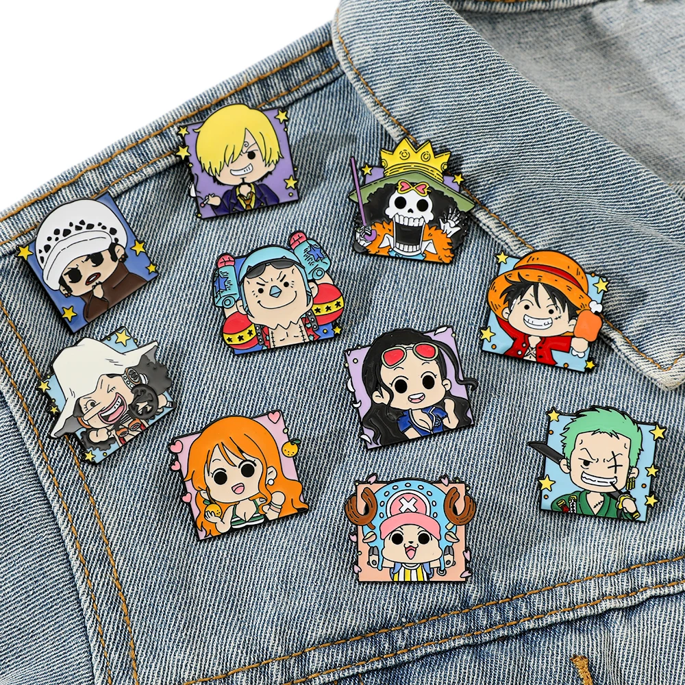 Enamel Pin Metal Badge Cartoon ONE PIECE Brooch Creative Funny Usopp 10 Pcs Clothing Backpack Accessories