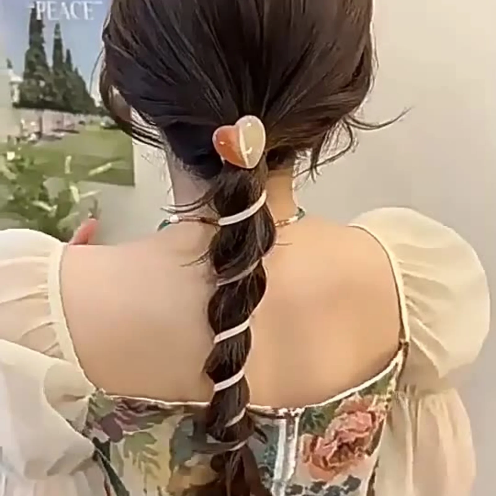 1PC Women's Heart - Shaped Spiral Hair Claw, Elastic Hair Coil, Stylish Hair Accessory for Ponytails, Daily & Party Looks