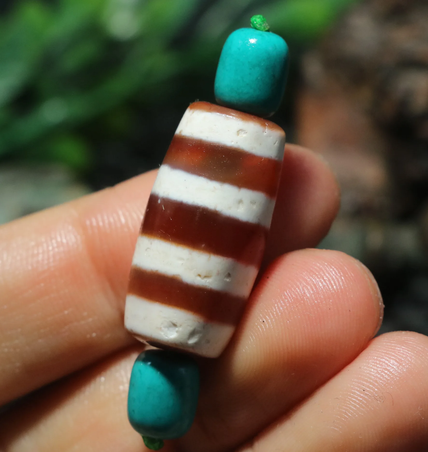 

5A Magic Energy Tibetan Old Agate Red Color 4 Stripes Healer Medicine DZi Bead Pendant Amulet Timestown UPD230205a1