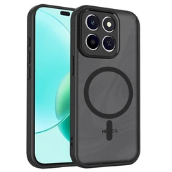 Magnetic Wireless Charging Phone Case with TPU Frame and Matte Back Cover for Honor X6b 5G (Black)