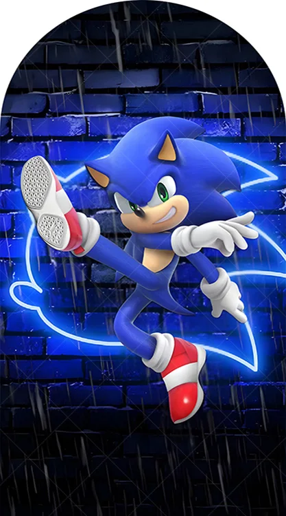 thumbnail image 1 of Fondo de fiesta de cumpleaños de niño con arco de Sonic, héroe de carrera, velocidad, erizo, pancarta de arco de poliéster, accesorios de fotografía, 1 of 5
