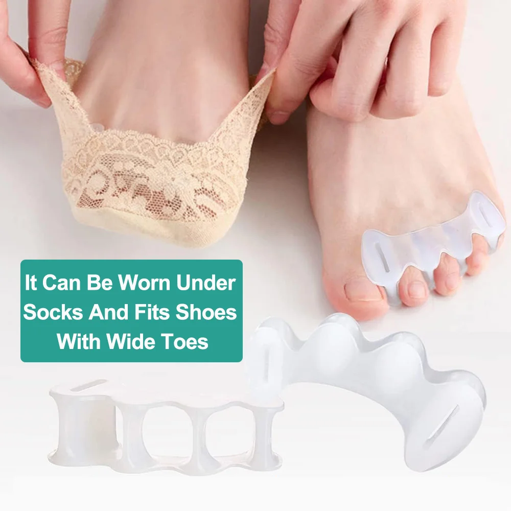 Gel Hard Silicone Toe Finger Separator 1Pair 3 Hole Hallux Valgus Orthopedic Spacers Bunion Overlapping Hammer Foot Corrector toe separators toe corrector