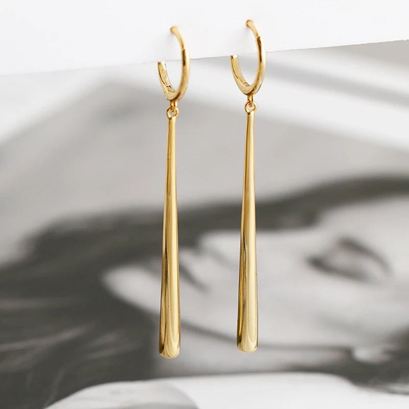 Long Pendant Drop Earrings For Women Glossy Copper Elegant Female Dangle Earring Piercing Accessories Jewelry Gifts dangle earrings drop earrings pendant earrings long earrings