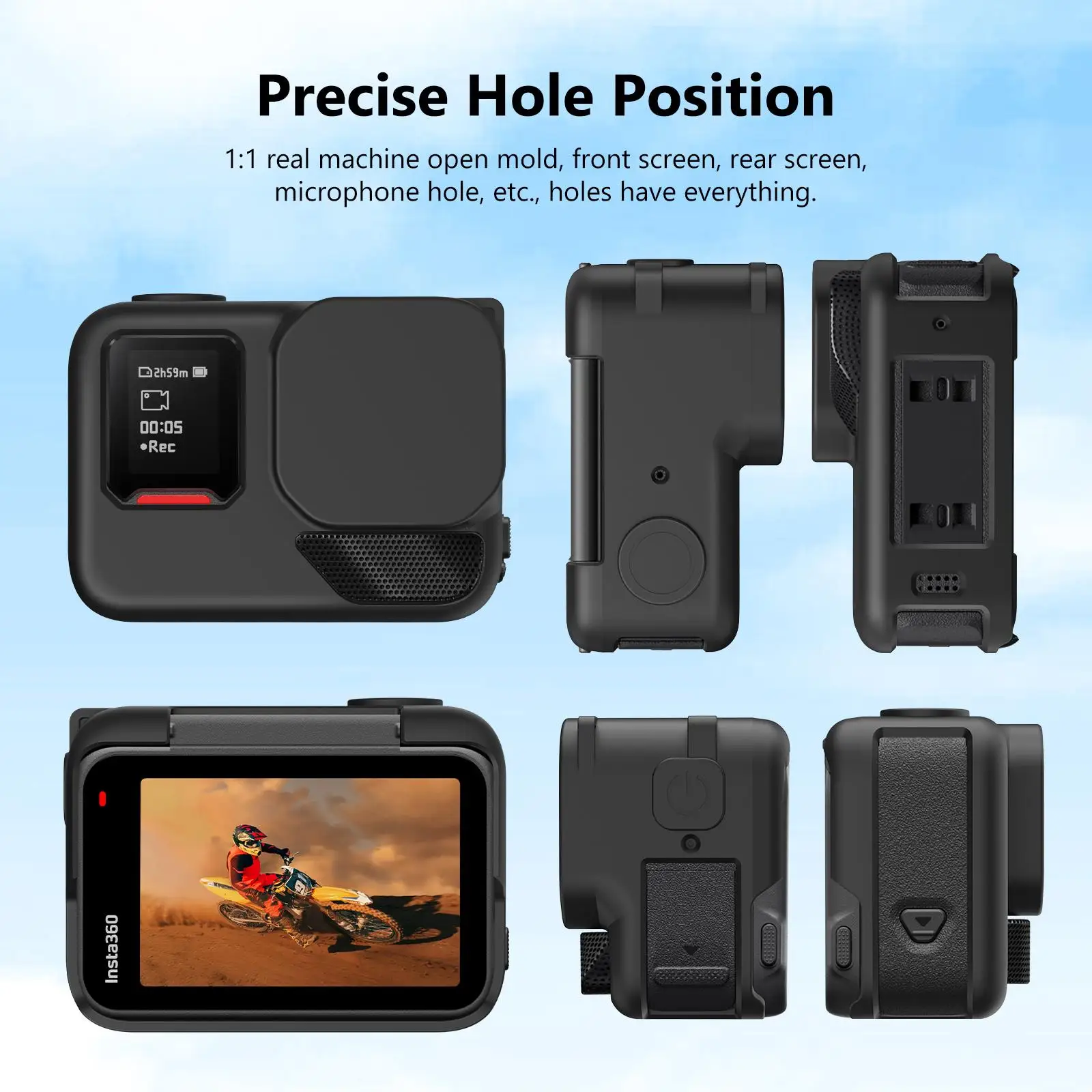 For Insta360 Ace Pro 2 PULUZ Body Silicone Protective Case with Lens Cap & Strap