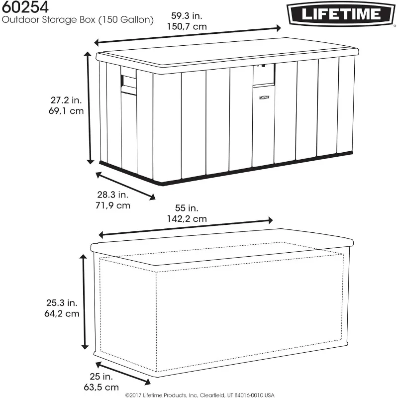 Lifetime Heavy-Duty 150 Gallon Outdoor Deck Storage Box (60254)