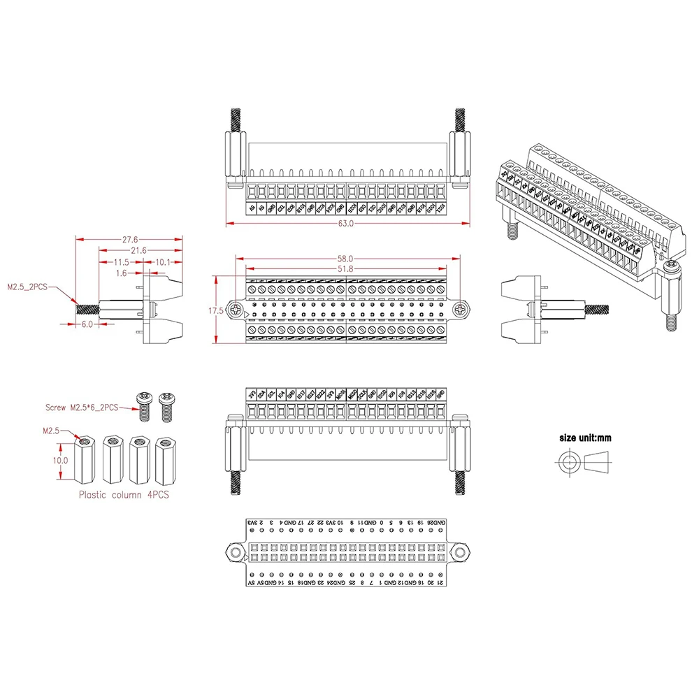 Modulo Breakout Morsettiera GPIO Per Arduino Mega 2560 | OONO | Ultra Compatto