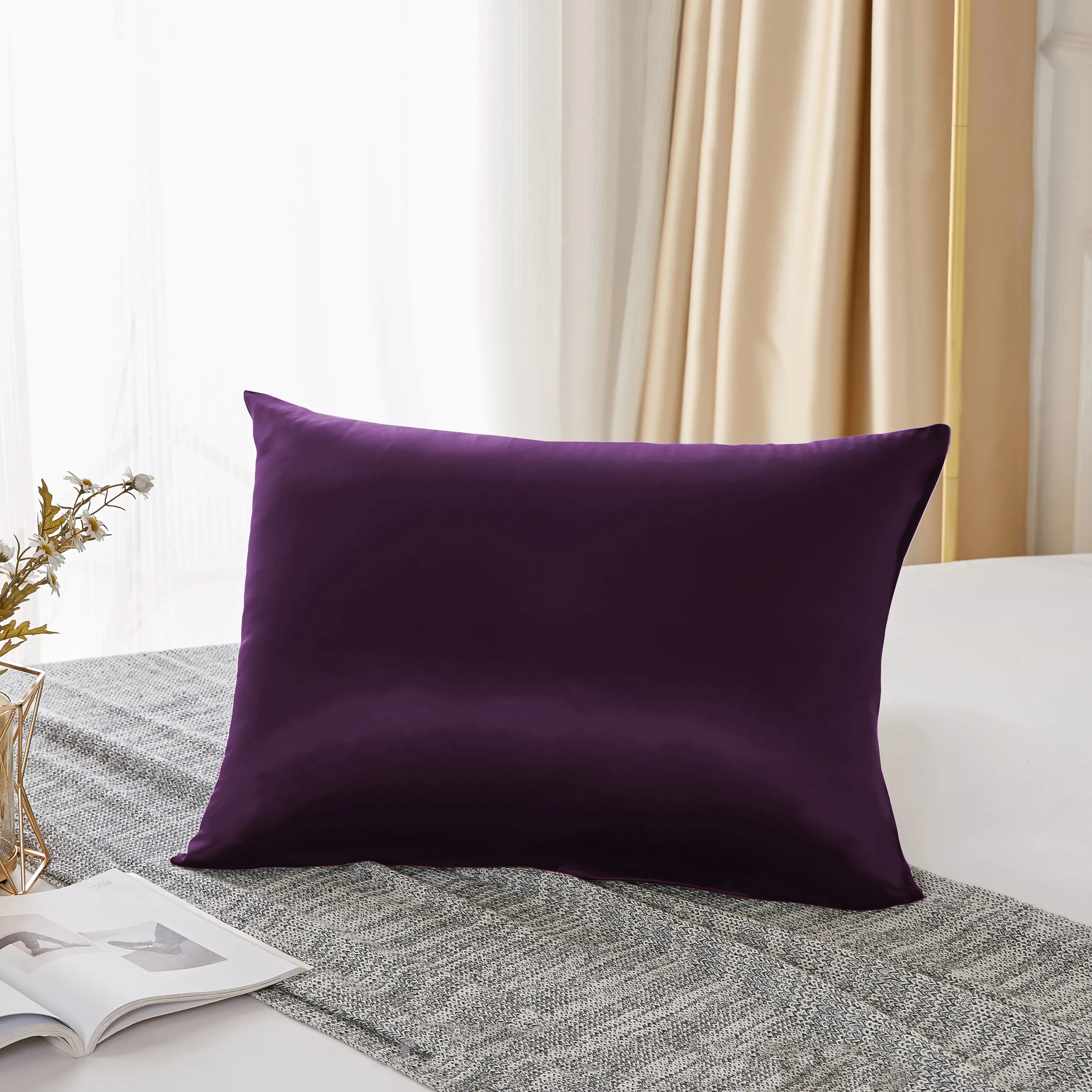 25 Momme 100% Natural Mulberry Silk Pillowcase,Both Sided Pure Silk Pillow Cover Gifts for Women,Pure Silk Pillowcsae For Hair 5