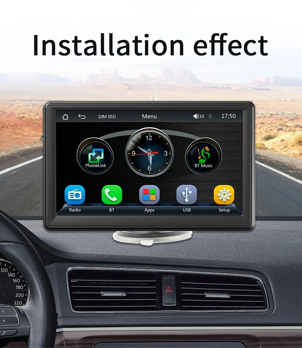 Car Radio Multimedia Player 7inch Wireless Carplay And Wireless Android Auto Touch Screen Sun Visor B500
