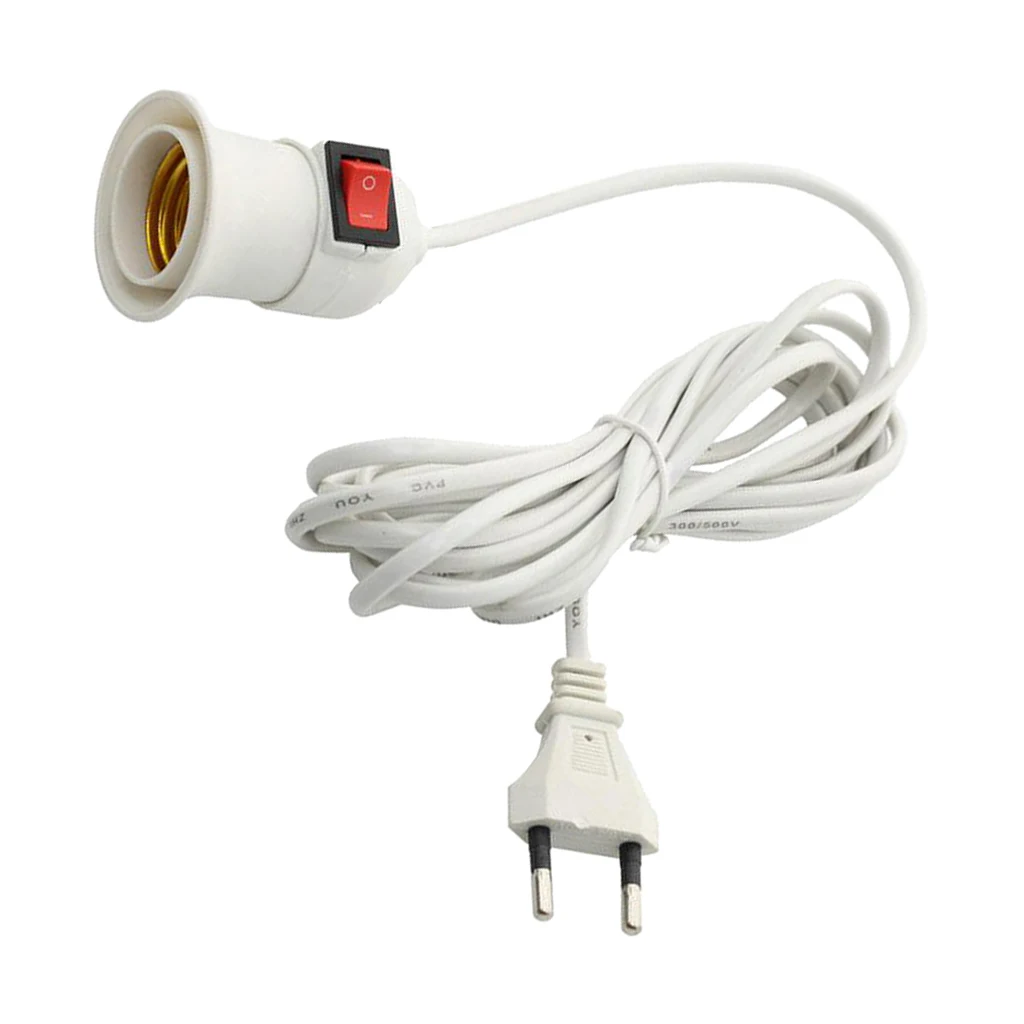 4m AC Power Cord Cable E27 LED Lamp bulb Bases Socket Holder EU plug switch wire for Pendant Bulb Hanglamp 1PCS