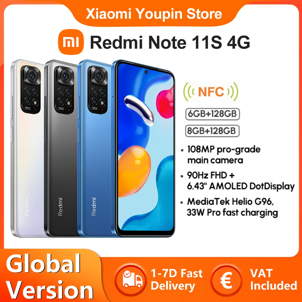 Xiaomi-smartphone Redmi Note 11S, versión Global, 8GB, 128GB