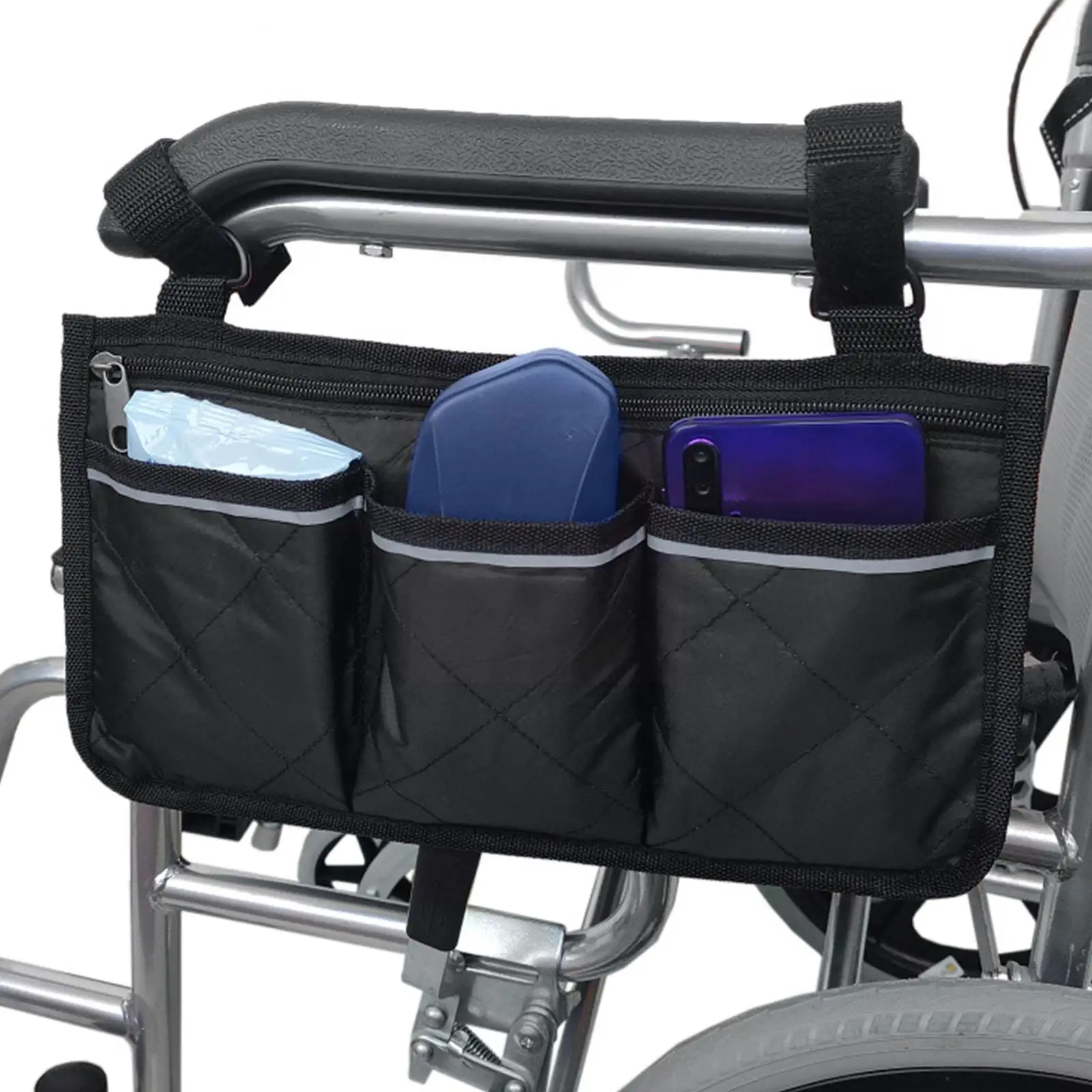 1pc Multi-pocket Wheelchair Hanging Bag Electric Wheelchair Home Storage Armrest Side Armrest Storage Bag Bag I1l1