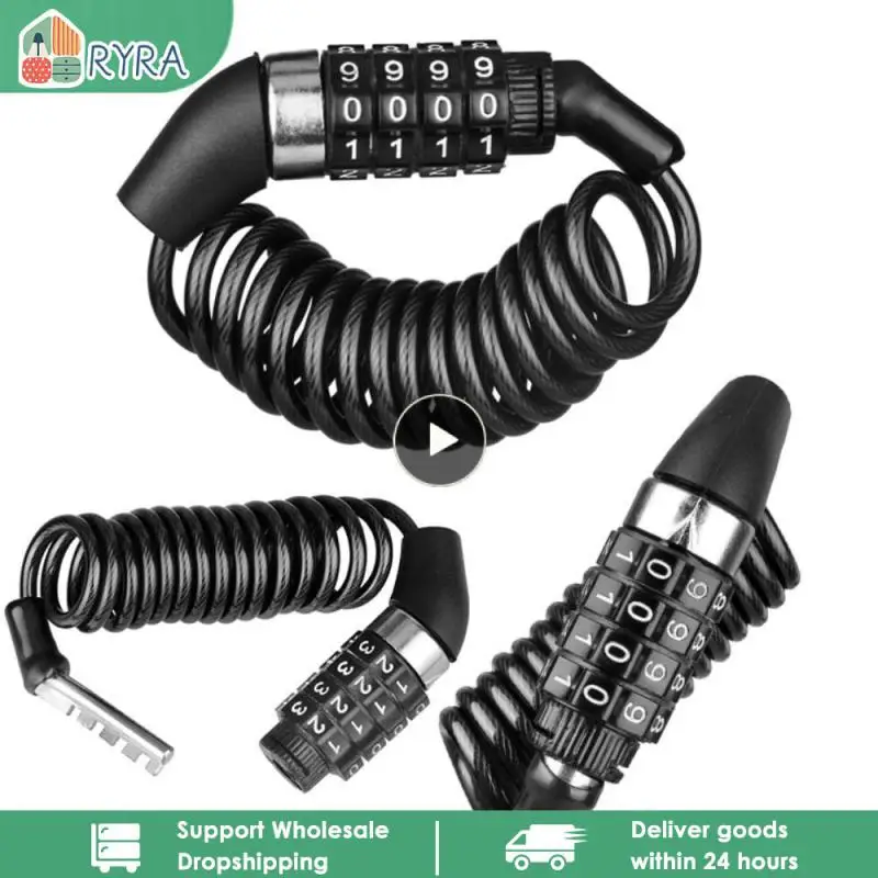 Lock Steel Cable Chain Anti-Theft Combination Number Code 4 Digit Portable Outdoor Road Bike Locks Accessories