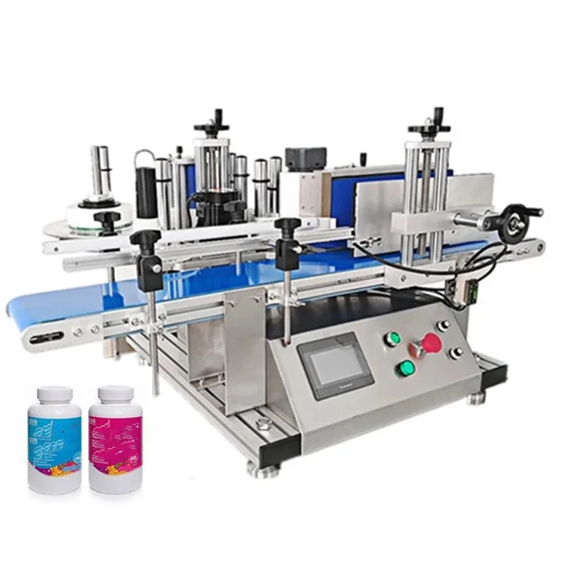 

High efficiency desktop auto paper sticker jars label sticking semi automatic round bottle labeling machine