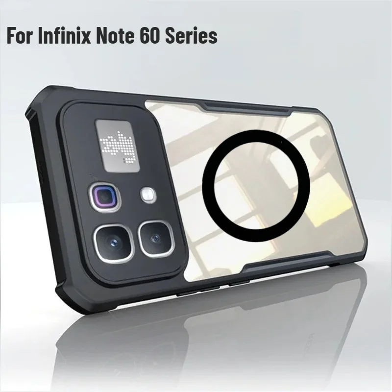 Luxury Transparent Armor Design Phone Case with Magnetic Anti-drop Cover