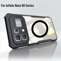 Luxury Transparent Armor Design Phone Case with Magnetic Anti - drop Cover for Infinix Hot 60i 5G (Black)