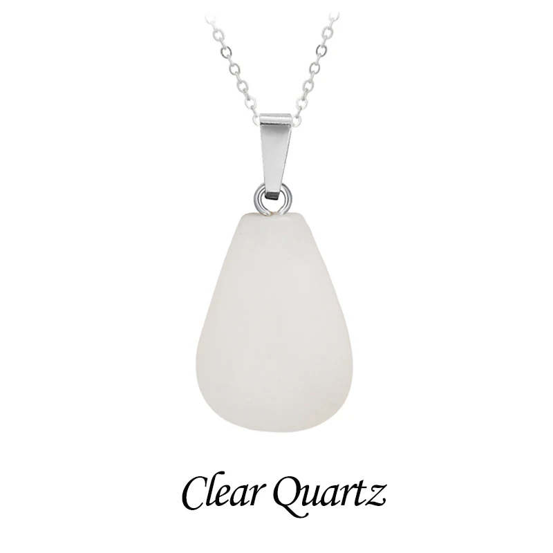 European And American Jewelry Natural Stone Crystal Necklace Women Agate Drop Pendant Clavicle Necklace Oval Jade Small Pendant