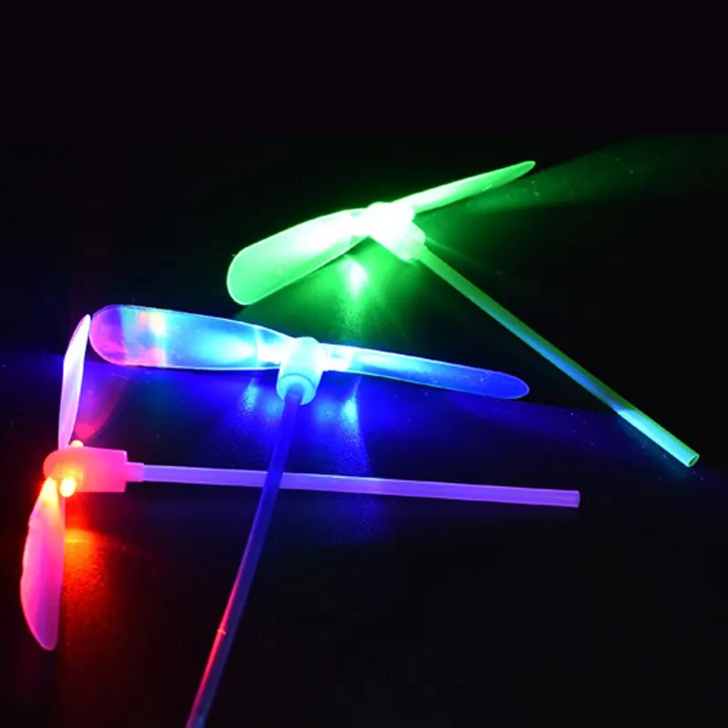 Bamboo Dragonfly 4Pcs 18cm Children Outdoor Toy Bamboo Dragonfly Category Toy Fairy Flying Saucer Flying Arrow Flashing Light