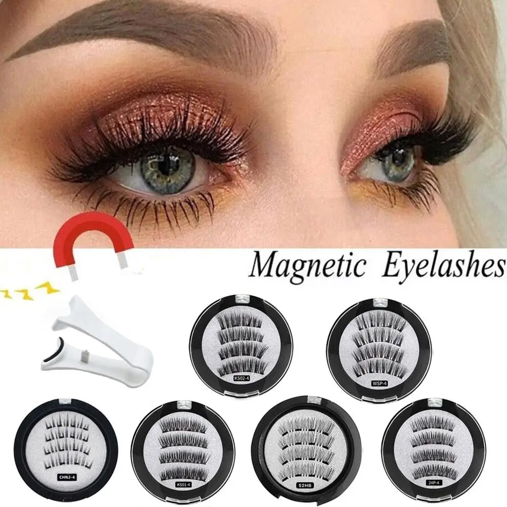 3D Magnetic Reusable Fake Eyelashes 2 Pair with 4 Lashes