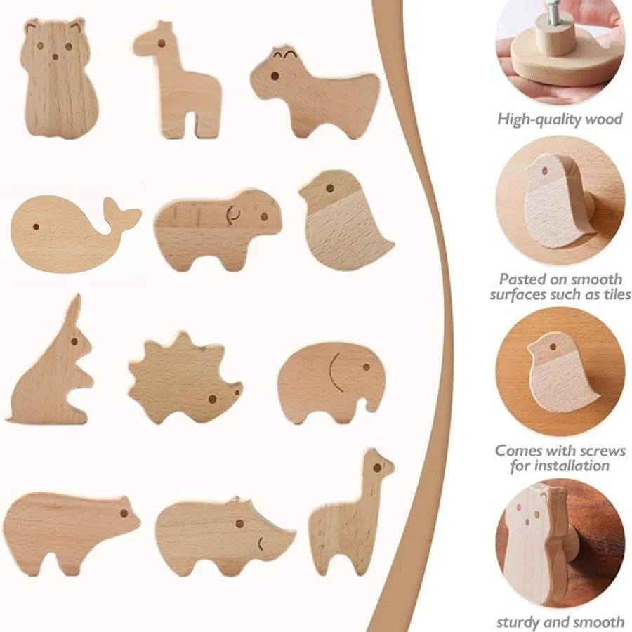 Wooden Kitchen Cabinet Handles Dresser Knobs Drawer Closet Door Pulls with Screws Furniture Handles Home Decoration Hardware