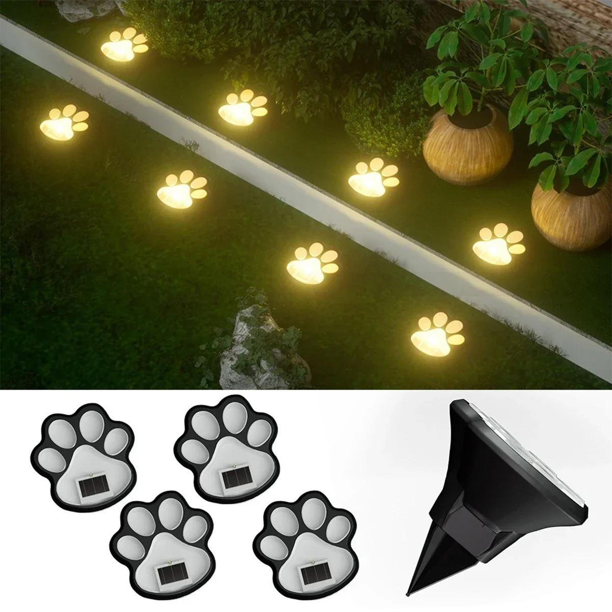 Solar Lawn Light Dog Paw Footprints Stairs Light Outdoor Waterproof Balcony Garden Fence Landscape Decoration Solar Powered Lamp solar lights solar decoration light solar spot light