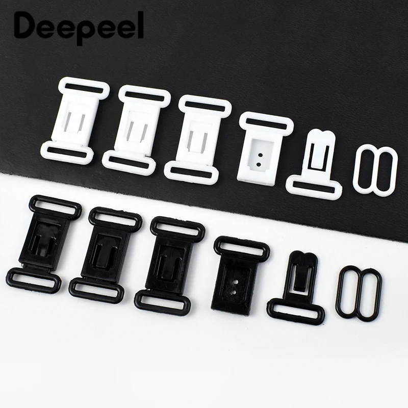 

50/100Sets Deepeel 12.5mm Plastic Underwear Adjustsble Buckle Bikini Hook Bra Shoulder Strap Clasp Button DIY Sewing Accessories