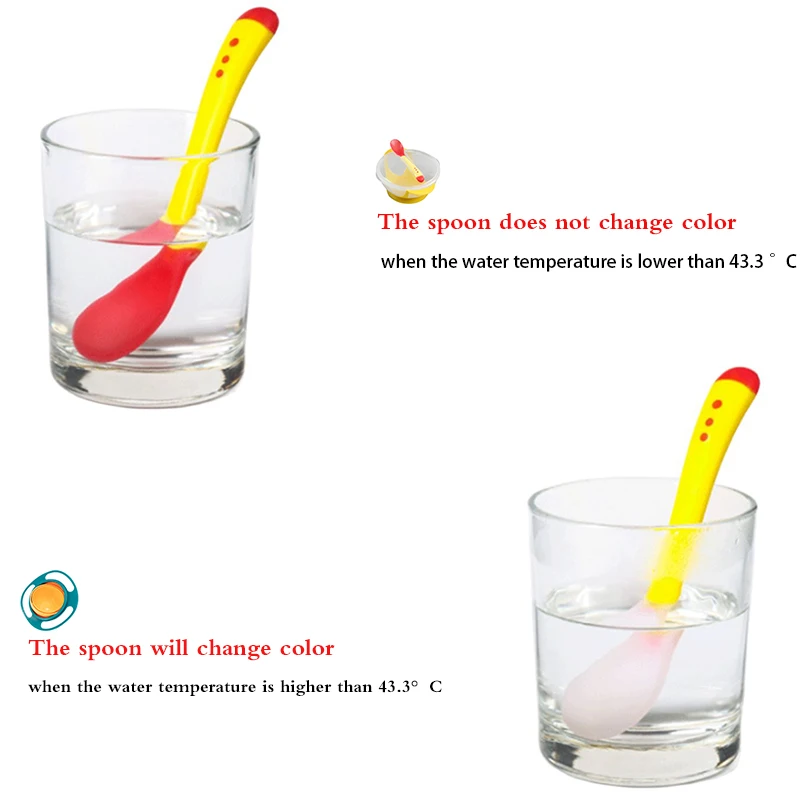 Baby Utensils Toddler Learning Feeding Spoon Fork Knif Babies Gadgets Short Handle Feel Temperature Feeder Tableware for Dishes baby feeding spoon
