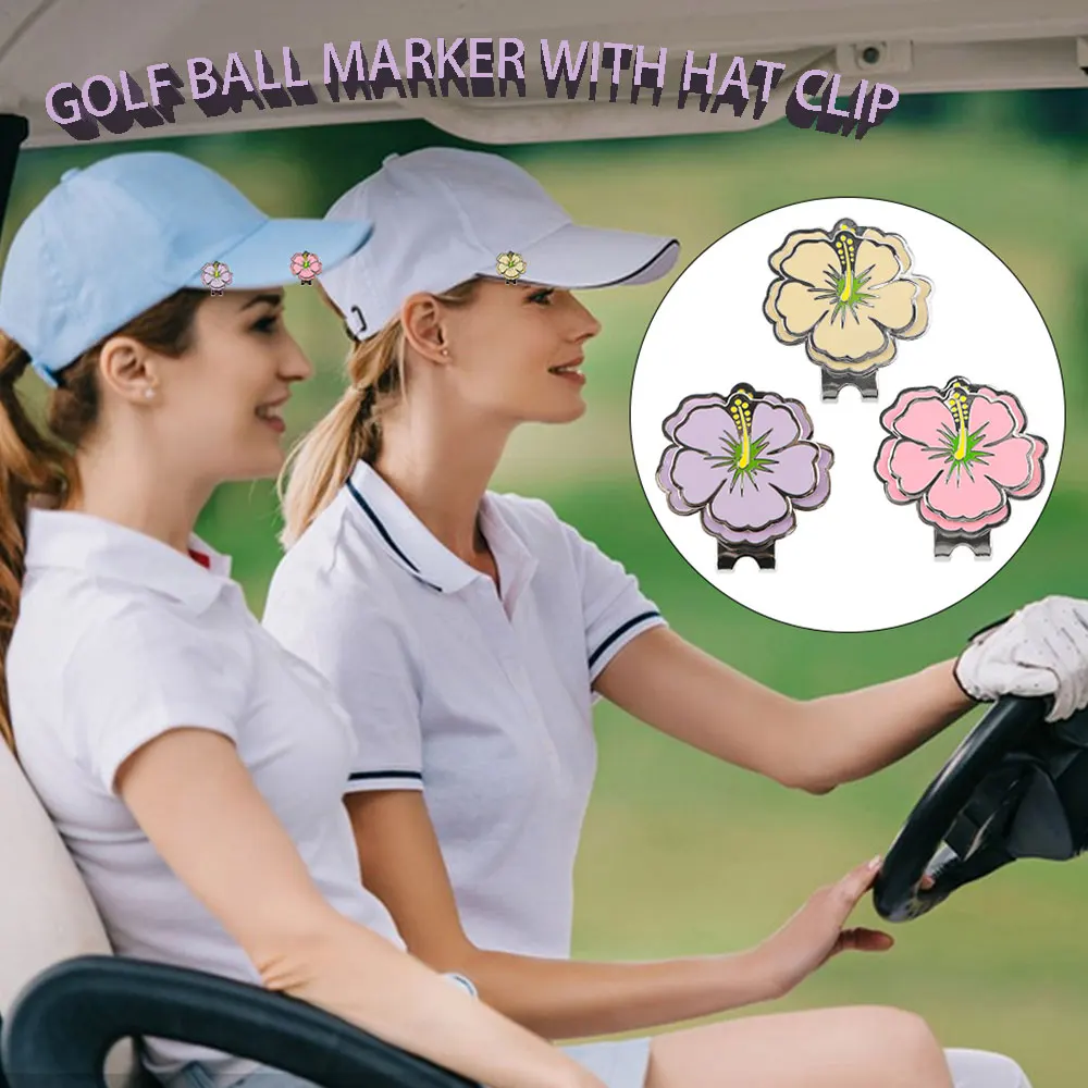 A Set Of Golf Marker+Cap Clip Set, Cute Flower Shape, Magnetic Cap Clip,Durable And Rust-Proof, Including Individual Packaing
