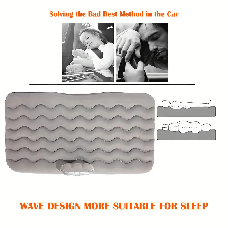 Car inflatable bed with headrest home travel outdoor SUV pickup car universal camping style car rear sleeping rest inflatable bed storage portable inflatable air bed car sleeping mattress camping mattress inflatable camping mattress