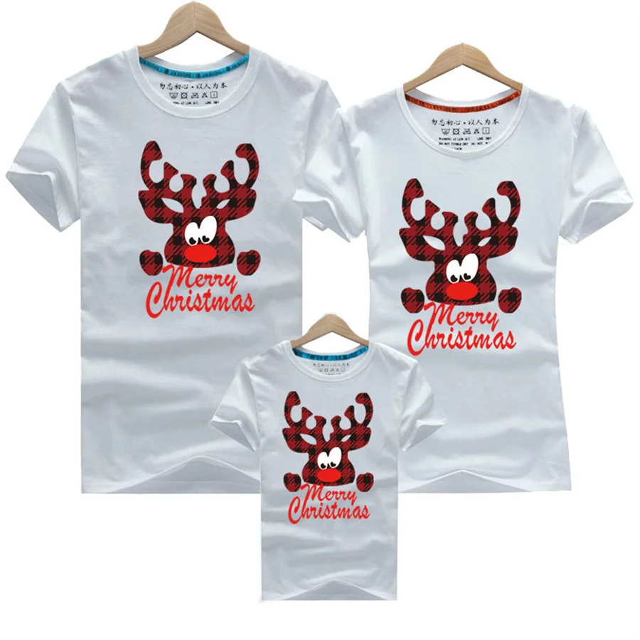 thumbnail image 5 of Ropa a juego para la familia, nueva Navidad, madre, padre, hija, hijo, manga corta, estampado de dibujos animados, camiseta, 5 of 5