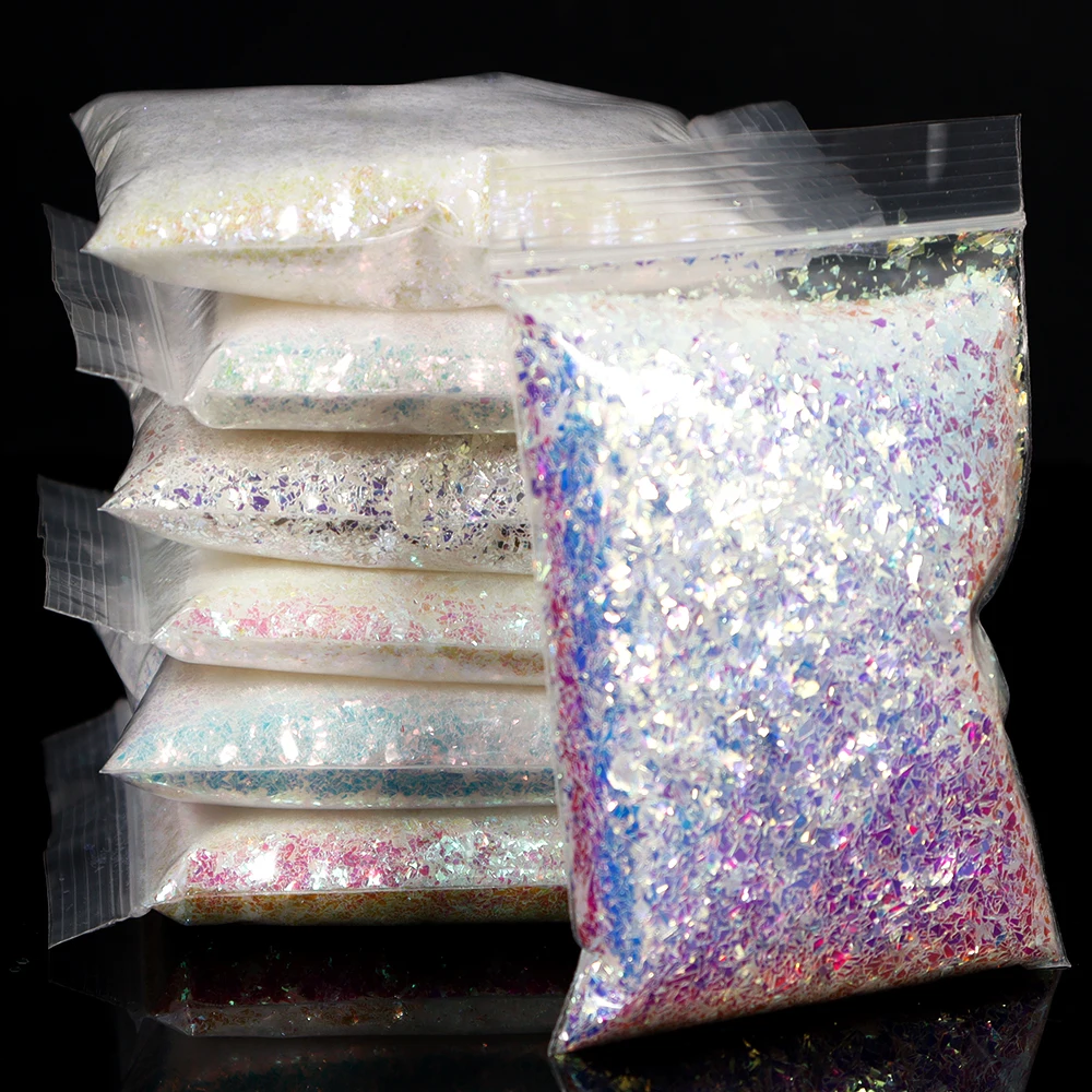 Fiocchi Glitter Iridescenti 50 G/Borsa Aurora Vetro Frantumato Glitter Chameleon Flakes, Glitter Coriandoli Per Unghie, Glitter Per Unghie Camaleonte