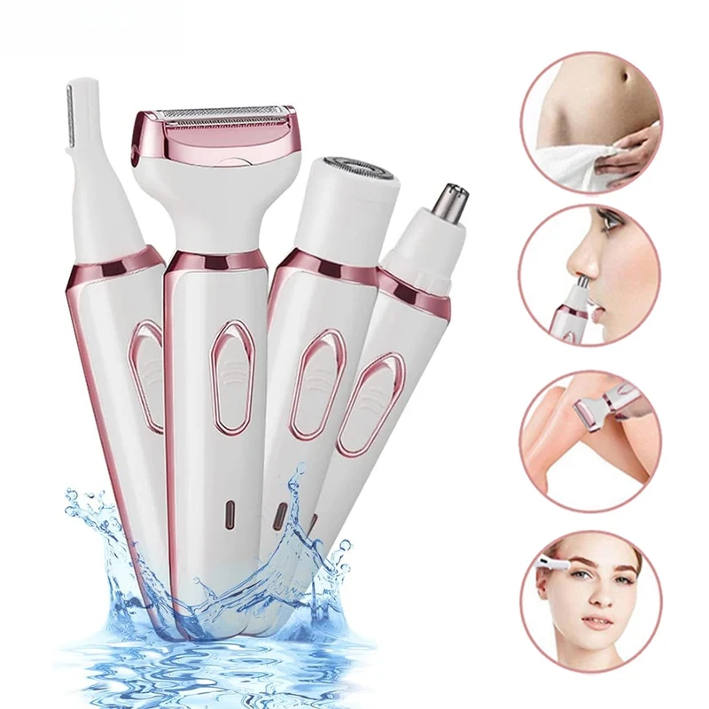 Electric Shaver For Woman Body Hair Removal Epilator Painless Cordless Trimmer 4 in 1 Face Leg Bikini Razor