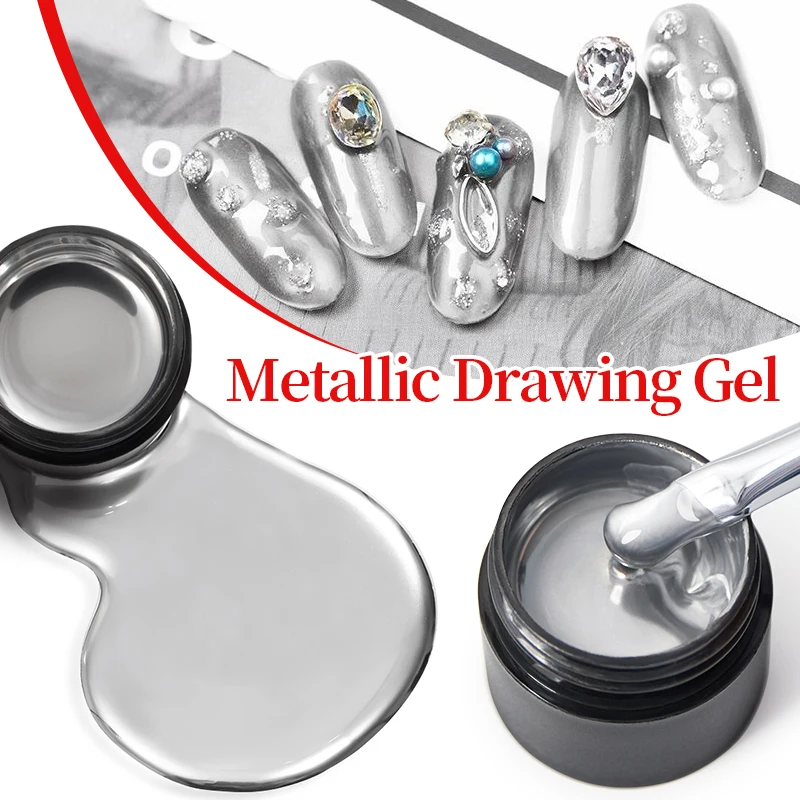 BOZLIN 6 Colors Metallic Painting Gel Rose Gold Silver Mirror Effect For Nail Art Soak Off UV LED Glitter Color Gel Polish