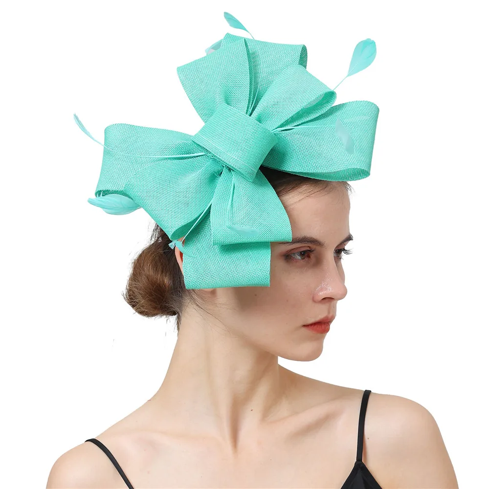 Bow Design Fashion Hair Wedding Accessories Fascinator Hat Bridal Mariage Hat Headwear With Hair Combs Fancy Feather Accessories