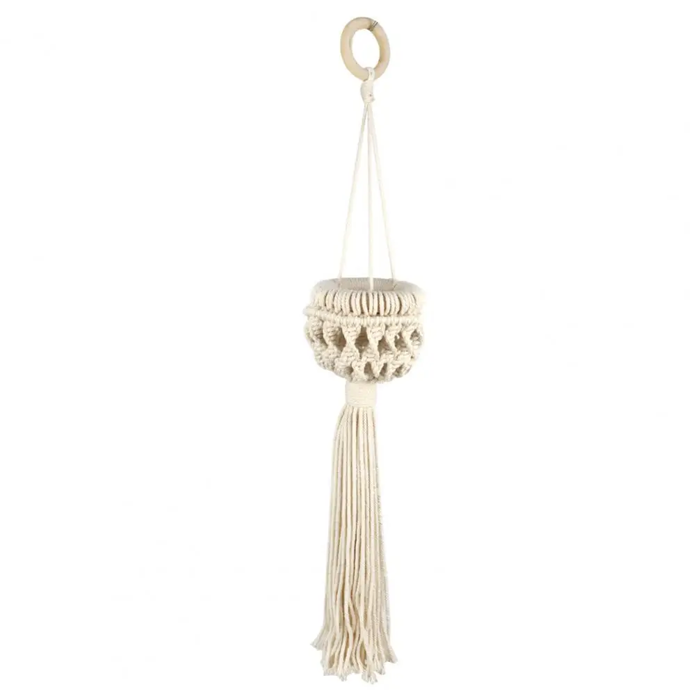 Hanging Baskets Planter Hand Woven Easy to Install Cotton Rope Macrame Design Hanging Plant Basket Home Decor