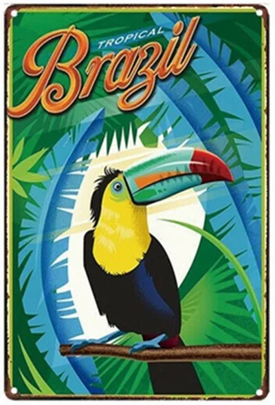 

Vintage Retro Metal Tin Sign Tropical Brazil Home Bar Kitchen Wall Decor Sign 12X8Inch