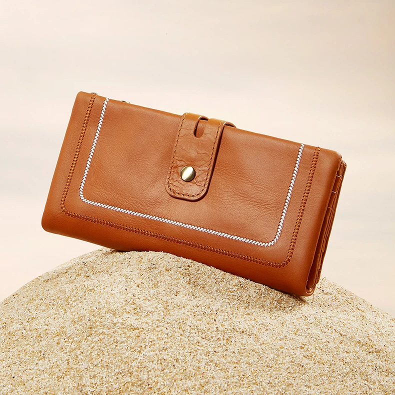 Retro Business Genuine Leather Wallet Handheld Neutral Head Layer Cowhide Large Capacity Zero Wallet carteras para mujeres
