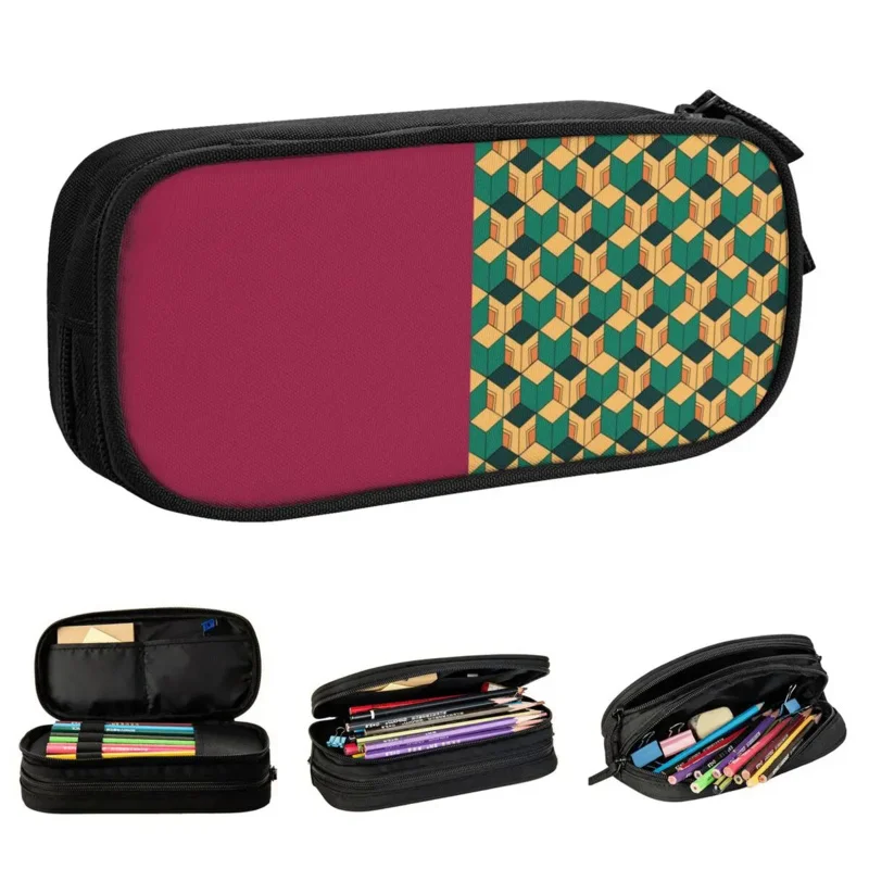 

Classic Tomioka Pattern Demon Slayer Pencil Cases Anime Pencilcases Pen Holder Kids Large Storage Bag School Gift Stationery