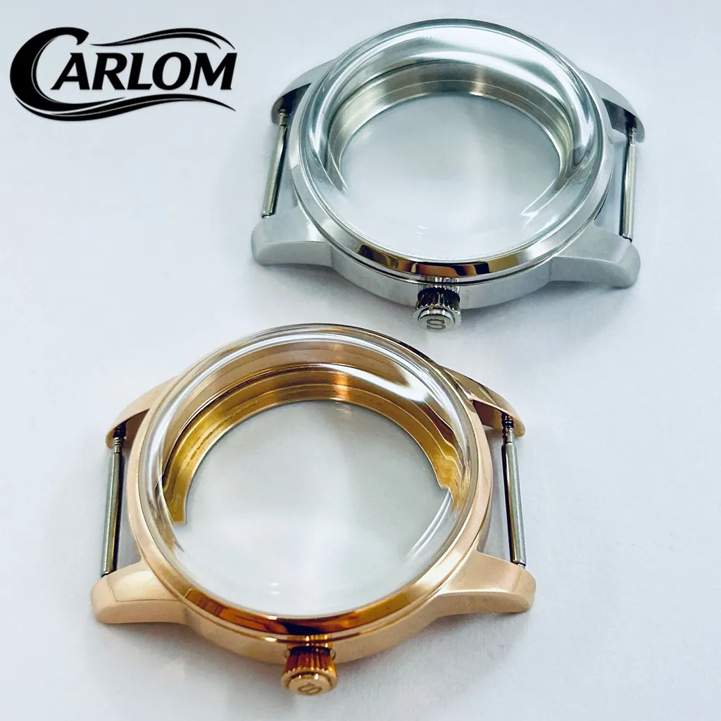 Elegant 33mm Cocktail Arch Watch Case - Polished Silver & Rose Gold Finish