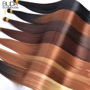 26 Inch Bone Straight Braiding Hair Synthetic Crochet Braids Hair Extensions Silky Pre Stretched Box Braids Hair Ombre Black 1