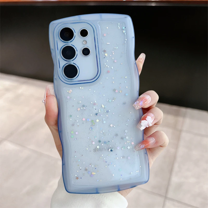 Transparent Glitter Star Wave Frame Soft Phone Case