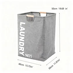 Foldable Large Capacity Waterproof Fabric Laundry Basket with Handles - 40X30X50 cm (Gray)