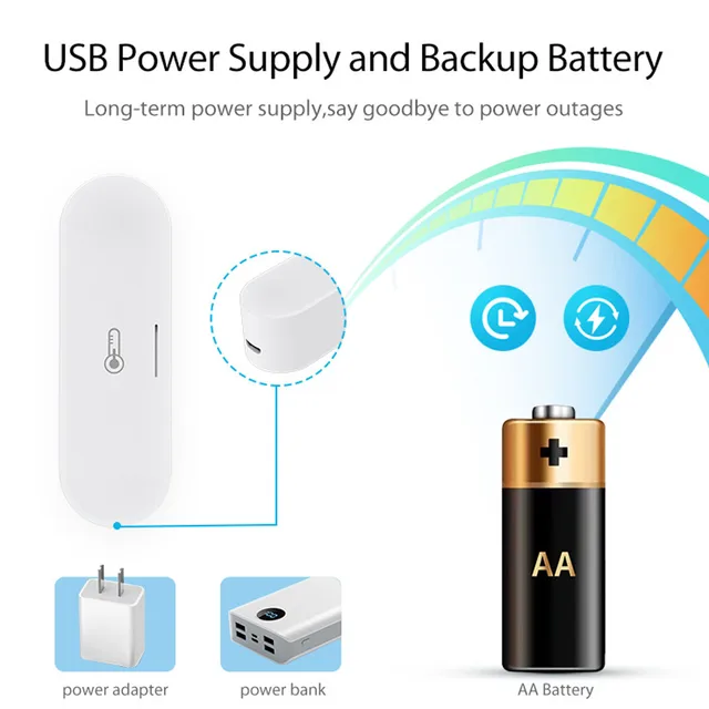 ZK40 for ZigBee Temperature Humidity Sensor Real Time Monitoring USB Power Supply for TUYA Smart 4