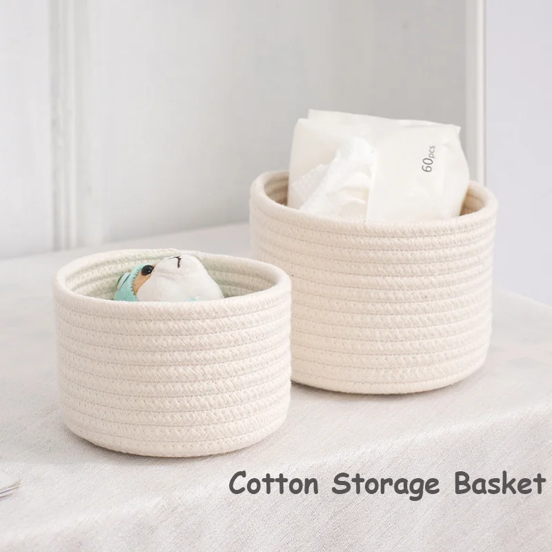 

2023 Woven Cotton Rope Storage Basket Handmade Child Toy Storage Vegetable Rope Bins For Toys Towels Blankets Nursery Kids Room