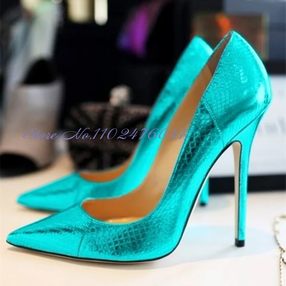 Public Desire Look Back Turquoise Metallic Pu Pointed Toe Lace Up Stiletto  Heels in Green | Lyst