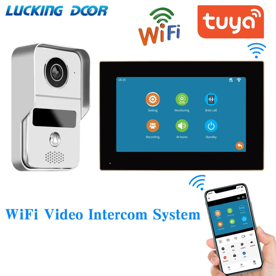 Interphone vidéo TCP/IP pour plusieurs appartements, moniteur intérieur 10  pouces, système d'interphone Wi-Fi Tuya