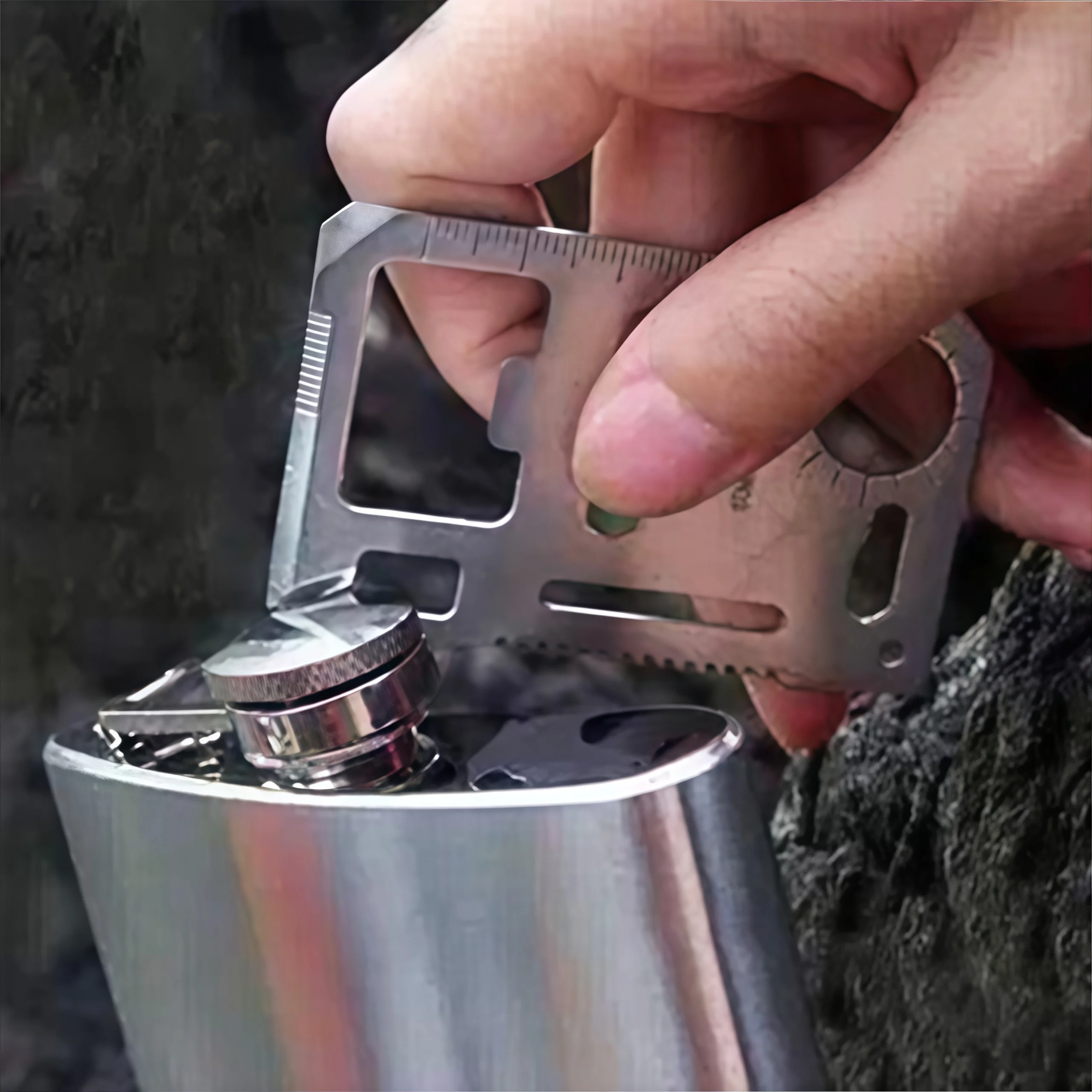 11-in-1 Multi-Function Portable Outdoor Tool Card Stainless Steel Survival Card for Camping Hiking EDC Bottle Opener Cutter