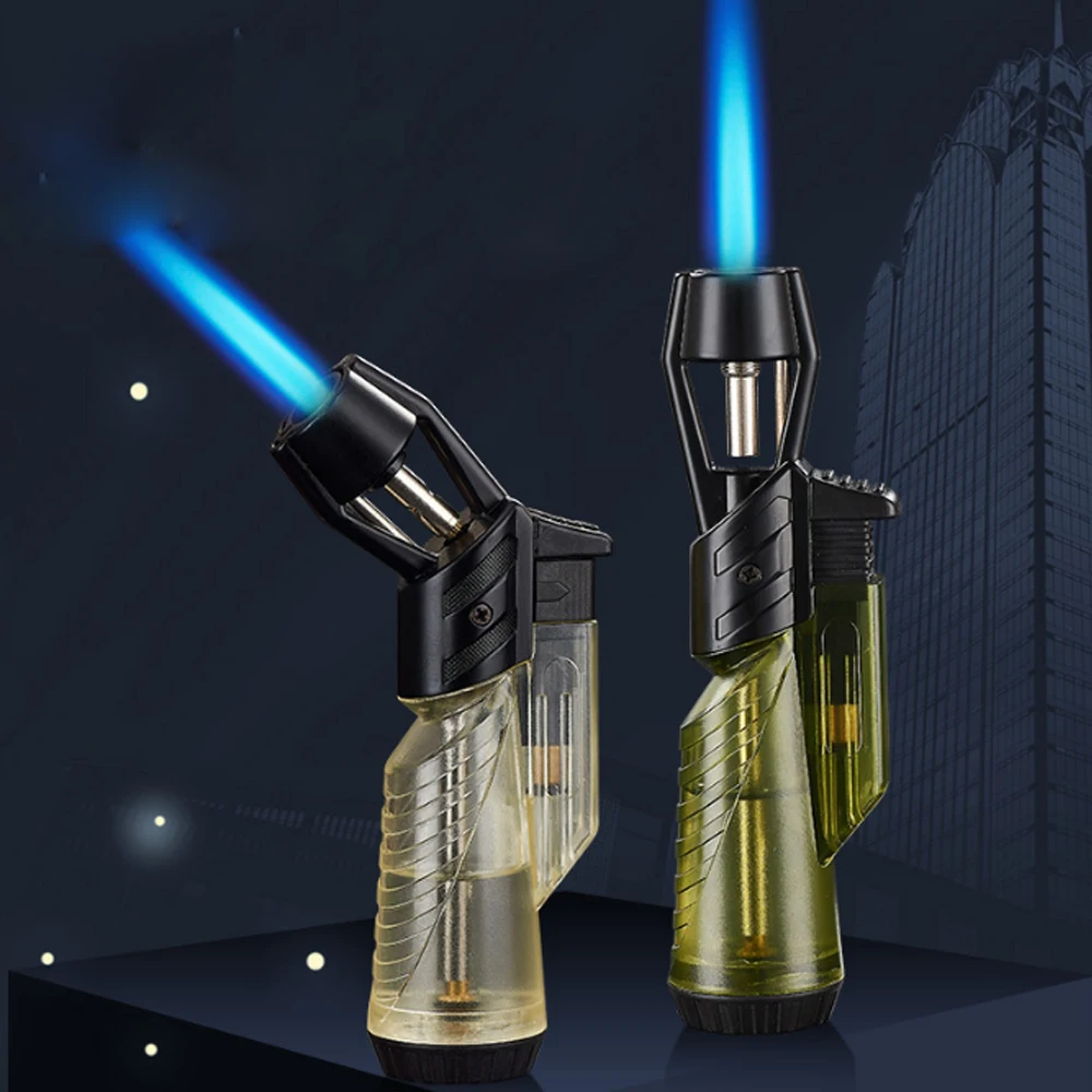 

Creative Transparent Windproof Spray Gun Gas Lighter Press Ignition Cigarette Lighters Men Smoker Gadget