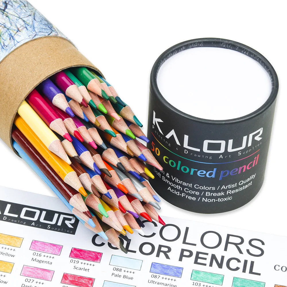 KALOUR Professional Colored Pencils 50/72/120/ Colors Set for Drawing  Art Supplies Professional Sketch Pen for School Painting kalour professional watercolor pencils 72 colored pencils sketching drawing for adult coloring books for artists beginners kids